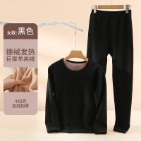 羊羔绒保暖内衣男款加绒加厚德绒套装中老年保暖衣冬季秋衣秋裤女