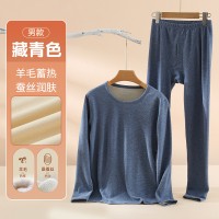 羊毛本命年红保暖内衣女德绒保暖衣套装男士冬季秋衣秋裤