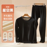 羊毛本命年红保暖内衣女德绒保暖衣套装男士冬季秋衣秋裤