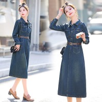 【现货新品】淑女气质工装口袋设计减龄牛仔衬衫裙连衣裙
