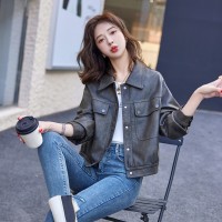 2024春季女装新款时尚洋气欧版短款皮衣