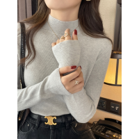 2024新款打底衫女秋冬内搭半高领春秋白色羊绒毛衣高级感针织上衣