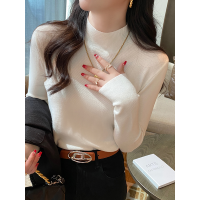 2024新款打底衫女秋冬内搭半高领春秋白色羊绒毛衣高级感针织上衣