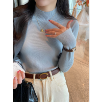 2024新款打底衫女秋冬内搭半高领春秋白色羊绒毛衣高级感针织上衣