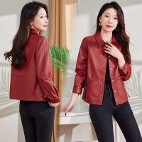 B款现货皮衣外套女2024春秋港风高端品牌妈妈小个子海宁pu夹克