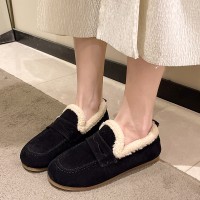 气质一脚蹬秋冬季加绒保暖棉鞋软底豆豆鞋厂家直供大码孕妇可穿