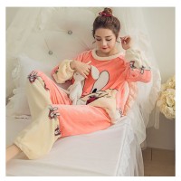 睡衣女秋冬季加厚保暖法兰绒睡衣女冬长袖珊瑚绒女士家居服套装