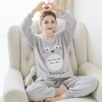 睡衣女秋冬季加厚保暖法兰绒睡衣女冬长袖珊瑚绒女士家居服套装