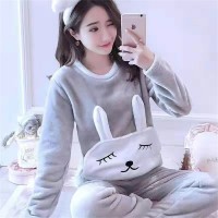 睡衣女秋冬季加厚保暖法兰绒睡衣女冬长袖珊瑚绒女士家居服套装