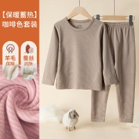 儿童保暖衣加厚磨毛宝宝睡衣打底衫男女童中大童羊毛秋衣秋裤套装