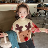 女童毛衣2024新款洋气秋冬装加厚宝宝套头童装线衣秋季儿童打底衫