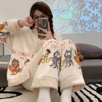 珊瑚绒睡衣女士2024年秋冬季加绒加厚法兰绒水蜜桃家居服两件套装