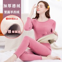 秋冬加厚情侣保暖内衣【900克}加绒加厚羊羔绒套装中老年超厚内衣