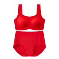 红色内衣女新娘结婚本命年套装小胸聚拢无钢圈无痕乳胶文胸罩盒装