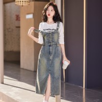 现货时尚套装女2024春装新款女装气质休闲连衣裙两件套退现
