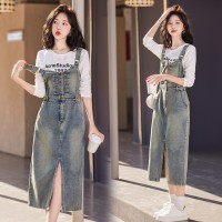 现货时尚套装女2024春装新款女装气质休闲连衣裙两件套退现