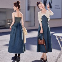2024年春季春夏装新款bao款女装休闲可爱两件套连衣裙