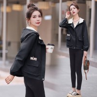 现货2024年春装外套女新款气质连帽显瘦上衣休闲夹克