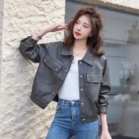 2024春季女装新款时尚休闲短款皮衣