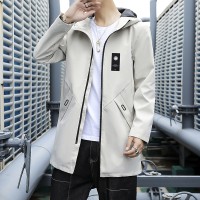 2024春季新款中长款青少年男夹克风衣连帽外套时尚潮流J