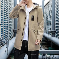 2024春季新款中长款青少年男夹克风衣连帽外套时尚潮流J