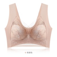一体式蕾丝固定杯美背防走光无钢圈文胸加肥蕾丝公主裹胸女士抹胸