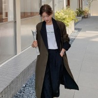 春装现货韩版休闲撞色领风衣女202A