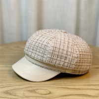 日系休闲复古格纹八角帽子女款春秋英伦百搭时尚报童帽鸭舌贝雷帽