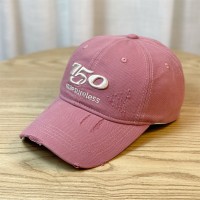 韩版纯棉破洞棒球帽女新款百搭休闲美式复古刺绣鸭舌帽子大头围潮