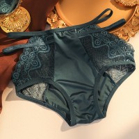 浪漫蕾丝丝绸新养护裤光面冰丝性感3条装女士内裤高弹无痕三角裤