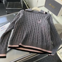2024新款韩版学院风减龄刺绣气质翻领显瘦针织毛衣