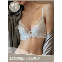 本命年红色内衣套装法式刺绣软支撑大胸小胸聚拢结婚新年蕾丝文胸