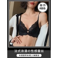 本命年红色内衣套装法式刺绣软支撑大胸小胸聚拢结婚新年蕾丝文胸