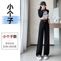 西装阔腿女2024春季宽松休闲高腰显瘦直筒裤垂坠感拖地