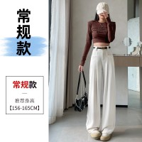 西装阔腿女2024春季宽松休闲高腰显瘦直筒裤垂坠感拖地