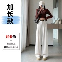 西装阔腿女2024春季宽松休闲高腰显瘦直筒裤垂坠感拖地