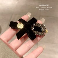 气质复古灰钻重工蝴蝶结头饰发卡发夹侧边夹后脑勺碎发夹复古法式