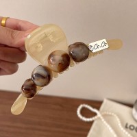 高级感复古鲨鱼夹大号珍珠抓夹韩气质发夹女后脑勺盘发夹子头饰