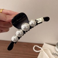 高级感复古鲨鱼夹大号珍珠抓夹韩气质发夹女后脑勺盘发夹子头饰