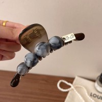 高级感复古鲨鱼夹大号珍珠抓夹韩气质发夹女后脑勺盘发夹子头饰