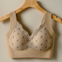 双重提拉反重力无痕固定杯软支撑收副乳背心式蕾丝文胸美背内衣女