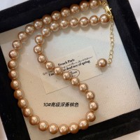 时尚百搭fever施家超亮珍珠项链法式ins复古迷你颈链女夏轻奢小众