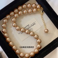时尚百搭fever施家超亮珍珠项链法式ins复古迷你颈链女夏轻奢小众