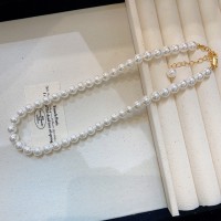 施家银灰色正圆珍珠毛衣链2024年新款潮项链女小众设计款锁骨颈链