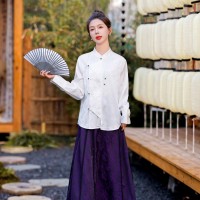 现货马面裙套装guo风流苏衬衫4色马面裙两件套