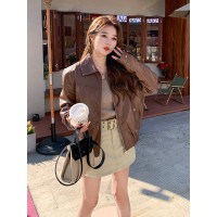 现货春装皮衣外套女短款新款韩版机车服253A