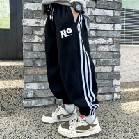 男童运动裤子2024童装春季新款中大童儿童黑色针织卫裤春秋款