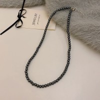 轻奢小众倪妮同款施家黑珍珠项链女超仙卫衣毛衣链个性高级感颈链