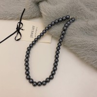 轻奢小众倪妮同款施家黑珍珠项链女超仙卫衣毛衣链个性高级感颈链