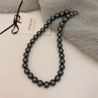 轻奢小众倪妮同款施家黑珍珠项链女超仙卫衣毛衣链个性高级感颈链